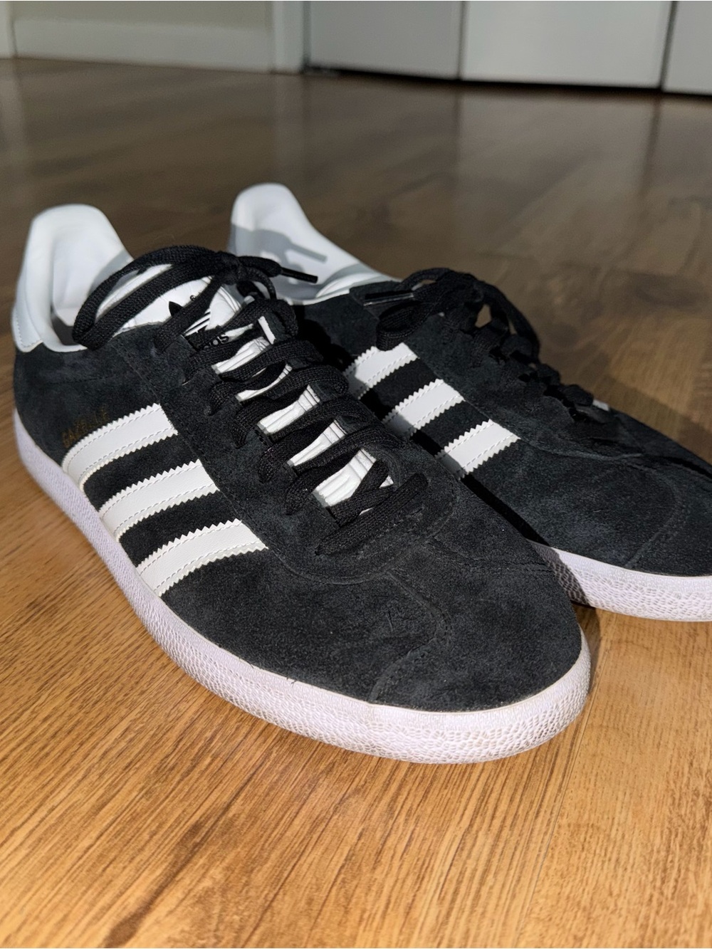 adidas Black Suede Sneakers with White Stripes